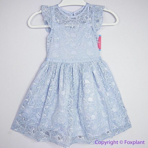 NEW Zunie Girl Periwinkle Lace Flutter Sleeve Dress lace light blue dress,‎ 6/6X - Picture 1 of 16